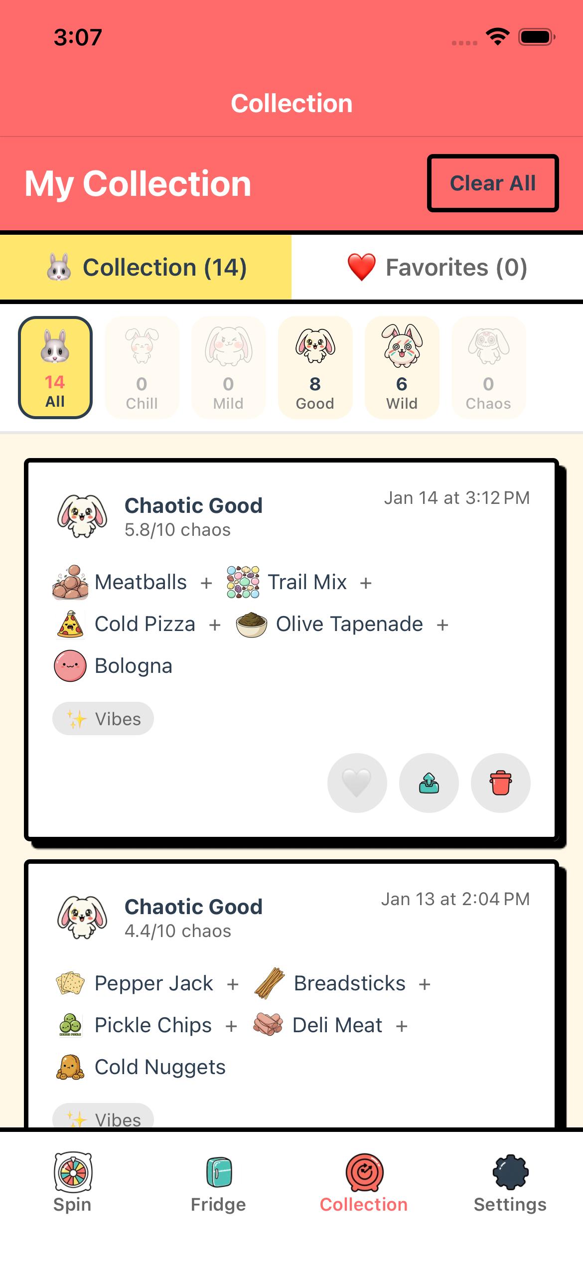 Girl Dinner App - Your Collection